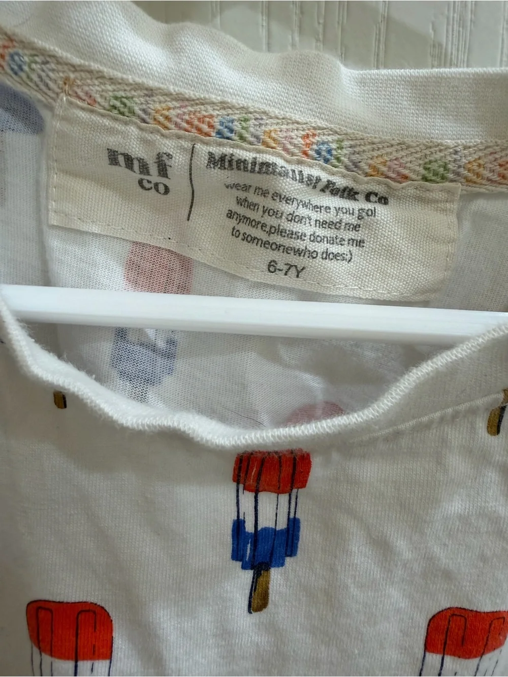Minimalistic Folk Red White and Blue Popsicle Tee